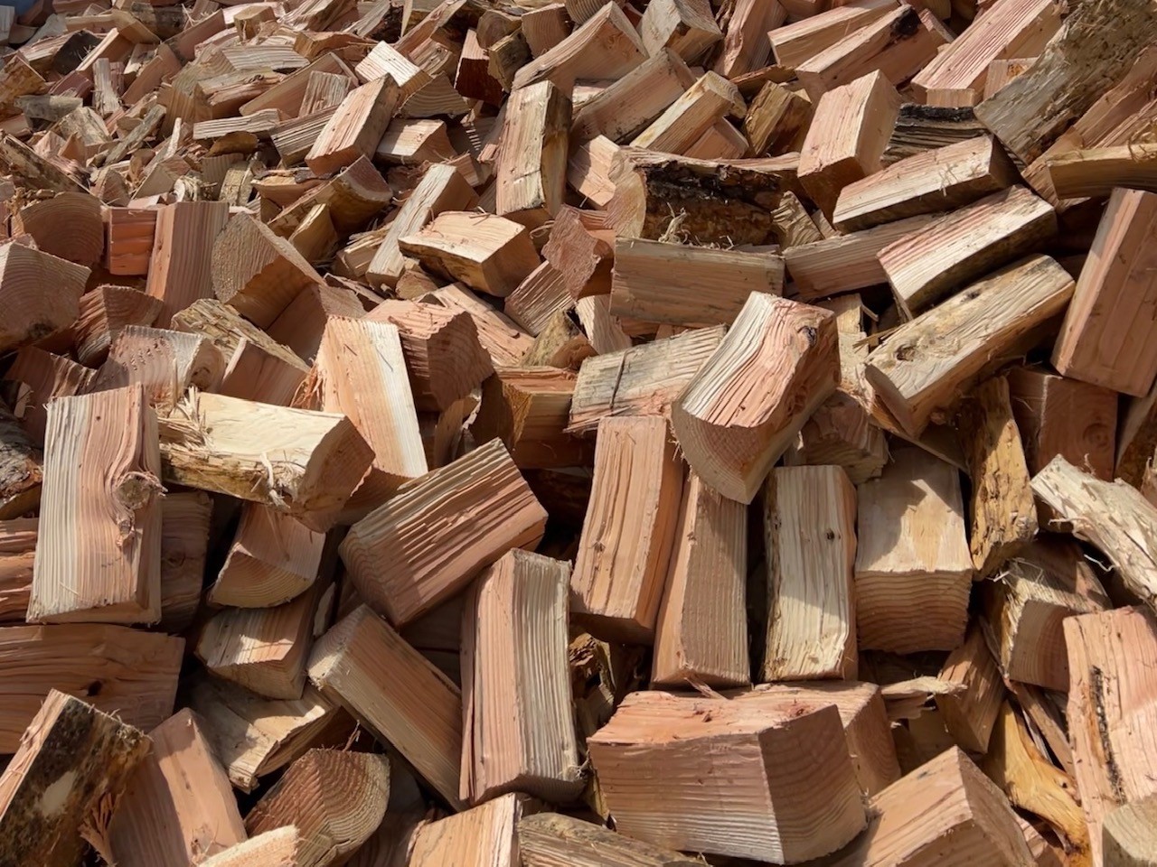 Photo of semi-seasoned oregon firewood. requires a further 4-6 weeks of 